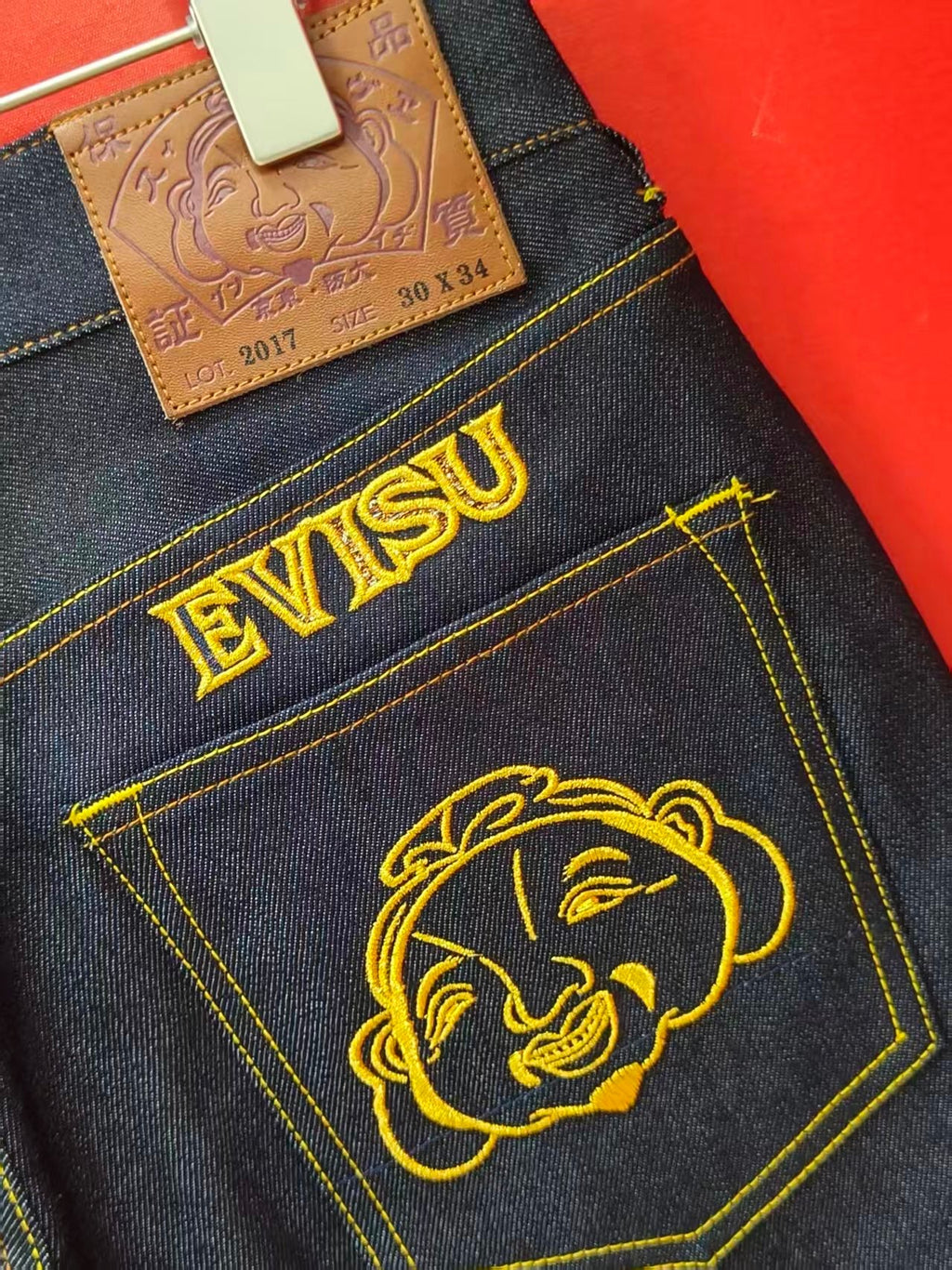 EVISU Lot 2017 Seagull & Hotei Logo Selvedge Jeans