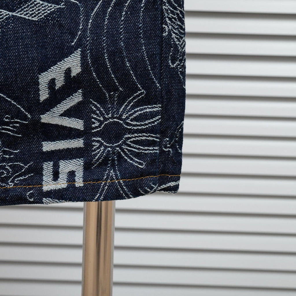 EVISU Wagara Allover Print Seagull Logo Embroidery Straight Jeans