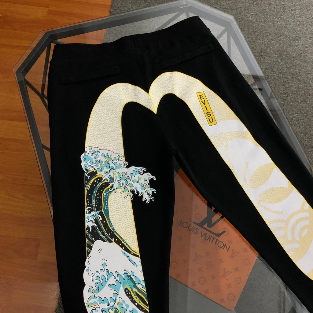 EVISU Great Wave Hokusai M-Logo Graphic Jogger Sweatpants