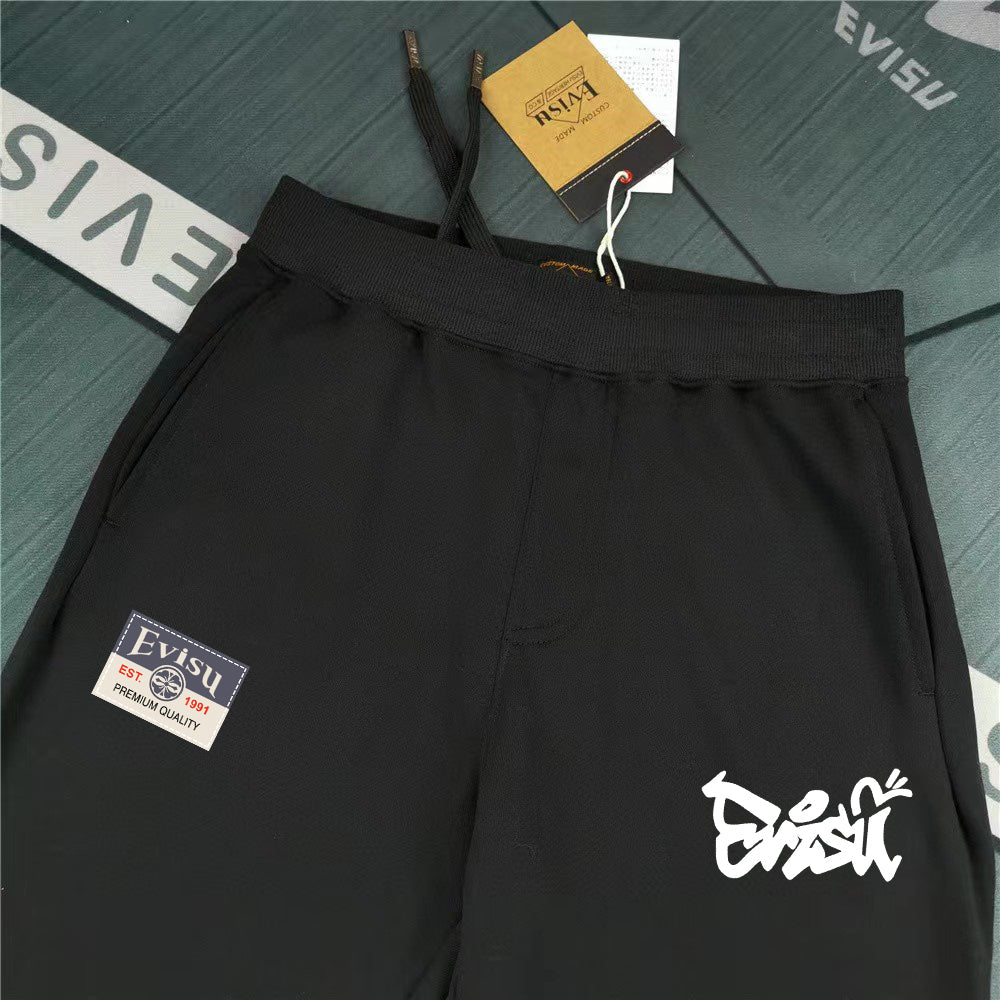 EVISU Graffiti Daruma Wrestler M-Logo Graphic Jogger Sweatpants