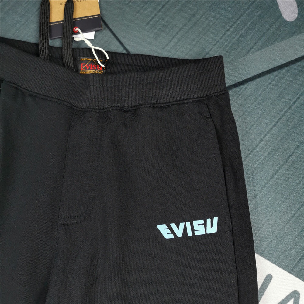 EVISU Daruma Tairyo Kigan Ice Blue M-Logo Graphic Jogger Sweatpants