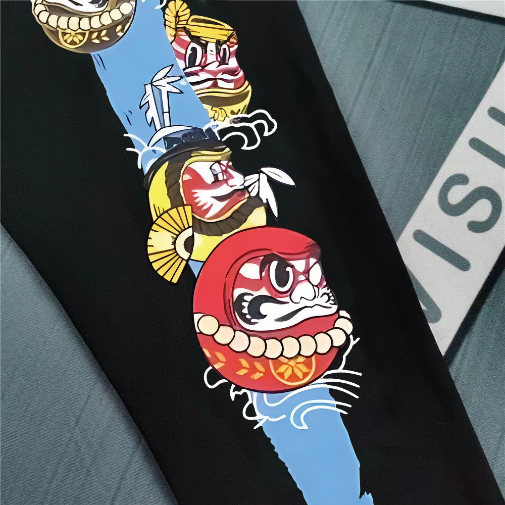 EVISU Daruma Noh Mask Bamboo M-Logo Graphic Jogger Sweatpants