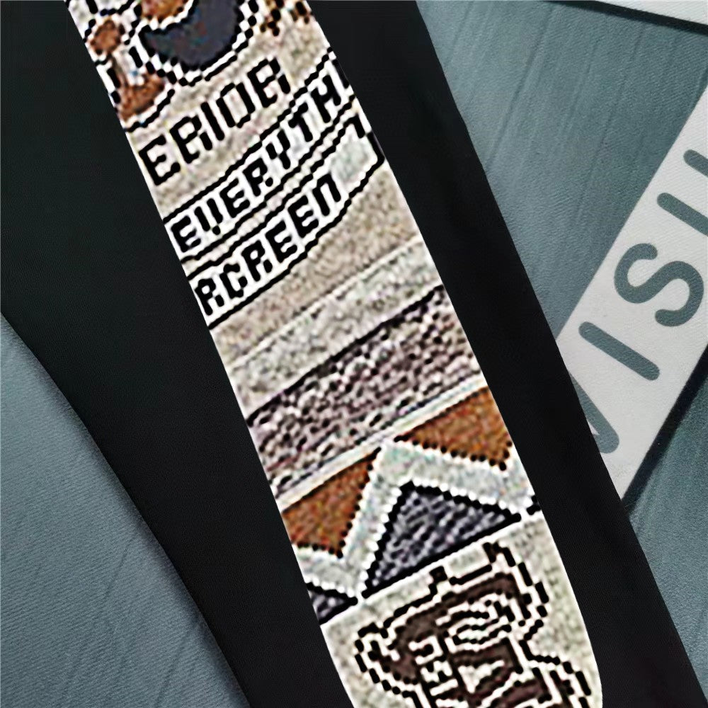 EVISU Pixel Patchwork Chenille M-Logo Gold Embroidery Jogger Sweatpants