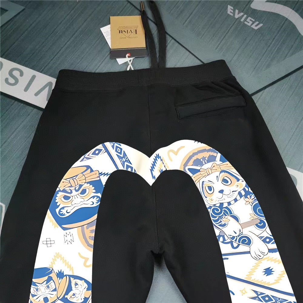 EVISU Maneki-neko Daruma Ikat M-Logo Graphic Jogger Sweatpants