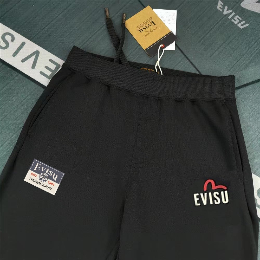 EVISU Cream M-Seagull & Ebisu Seal Graphic Jogger Sweatpants