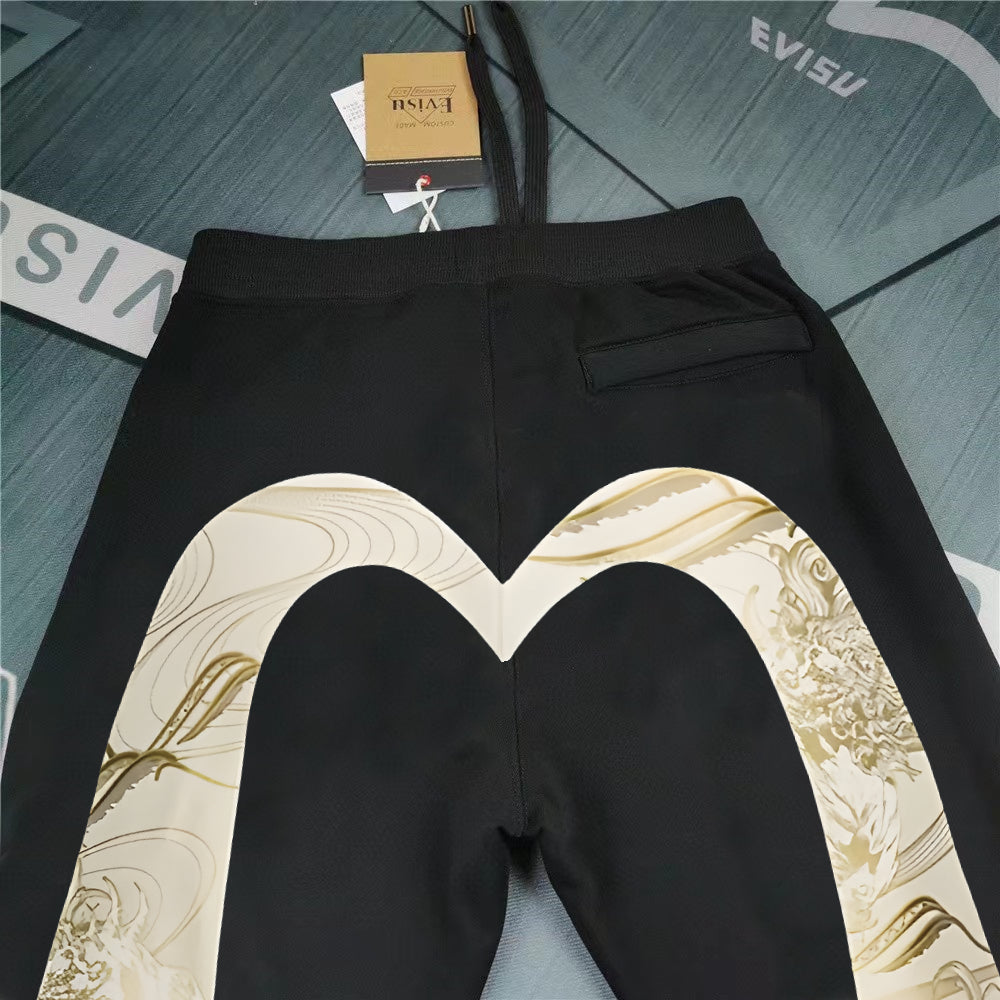 EVISU Gold Oriental Totem M-Seagull Jogger Sweatpants