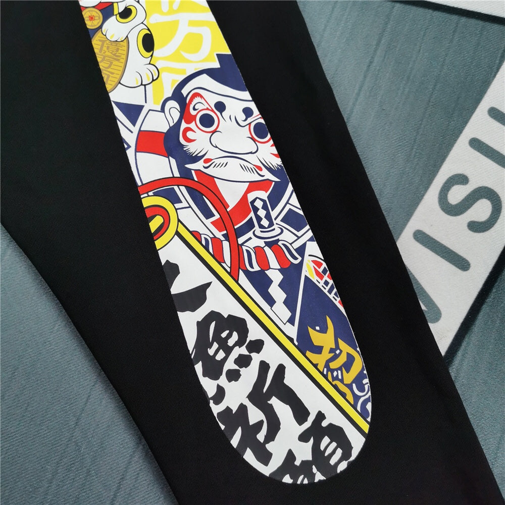 EVISU Lucky Charm Matsuri Allover M-Seagull Jogger Sweatpants - Maneki-neko, Daruma & Koi