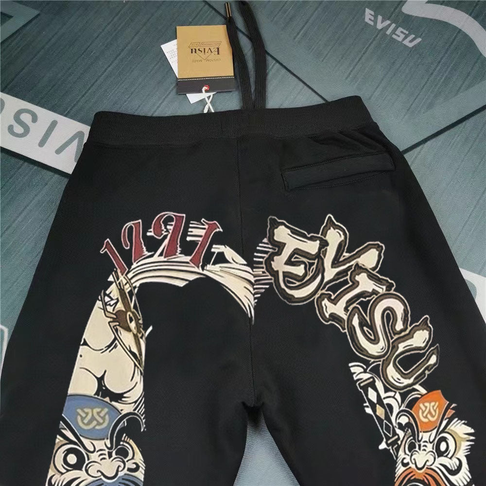 EVISU 1211 Gothic Daruma & Shishi Guardian M-Seagull Jogger Sweatpants