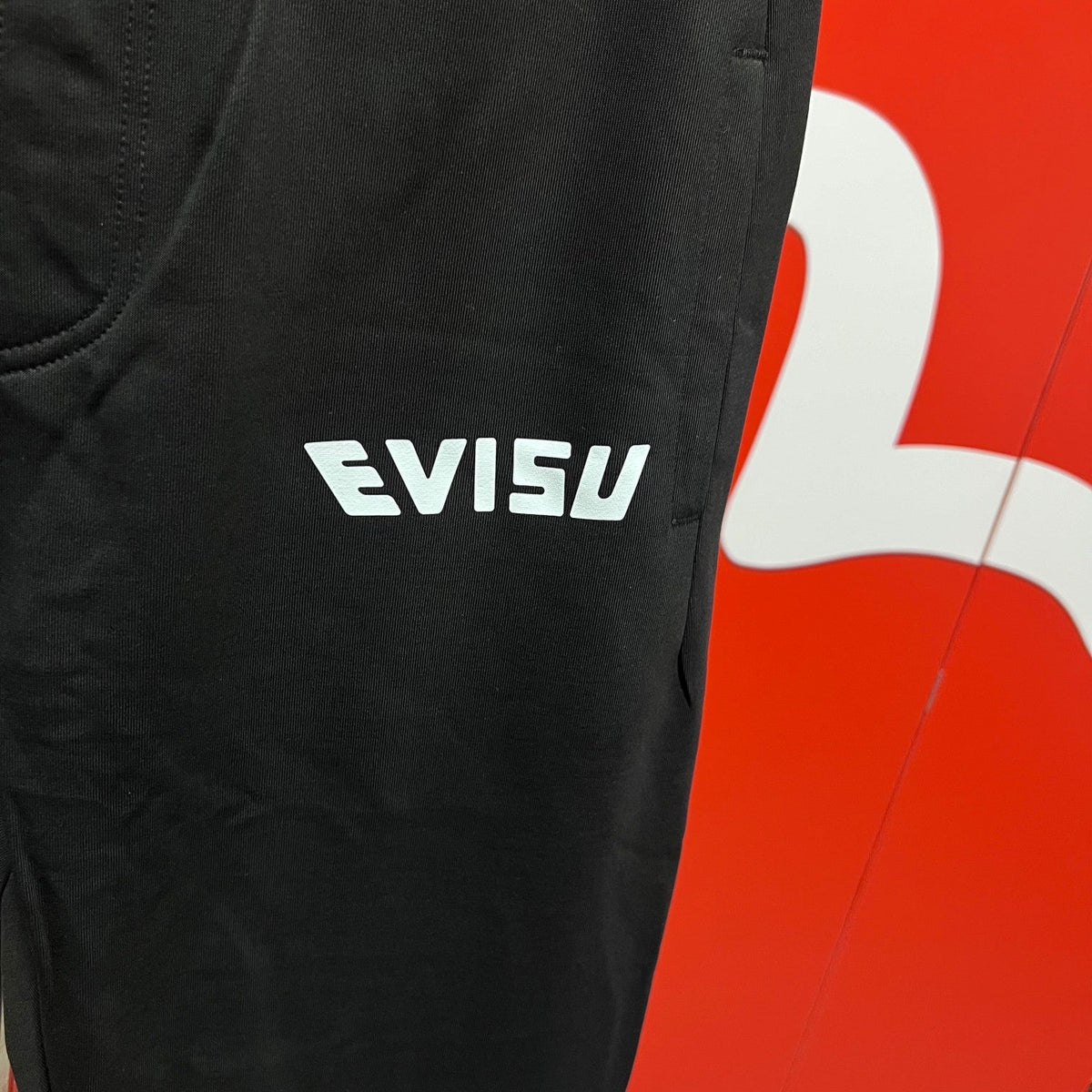 EVISU Hotei Fortune God Badge Jogger Sweatpants - Sport Italic Logo & Blue Leopard Camo