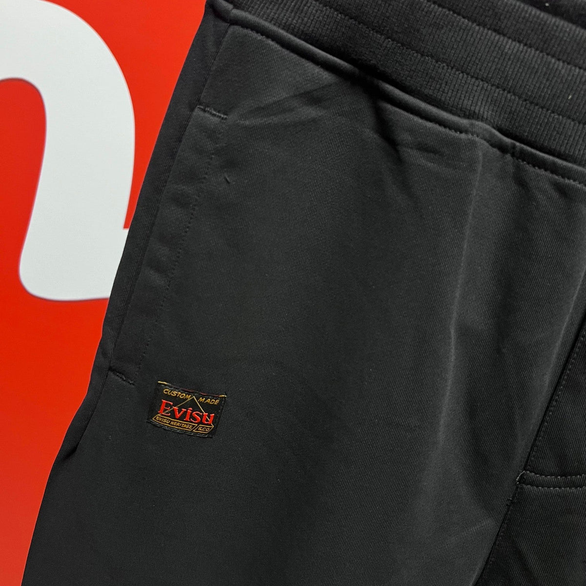 EVISU Neo New Daruma Jogger Sweatpants - Osaka Japan Back & Cyberpunk Daruma Front