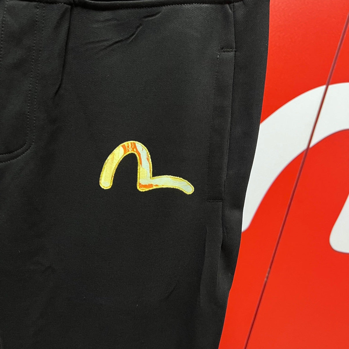 EVISU Craft & Pride Jogger Sweatpants - Gold Flame Logo Back & M-Seagull Front