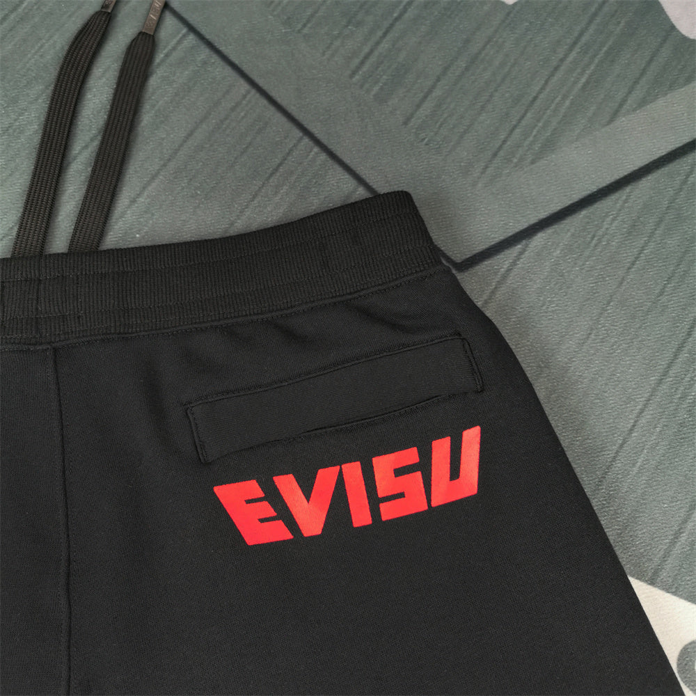 EVISU Fukusuke Diamond Jogger Sweatpants - Red Racing Logo Back & Katakana Detail