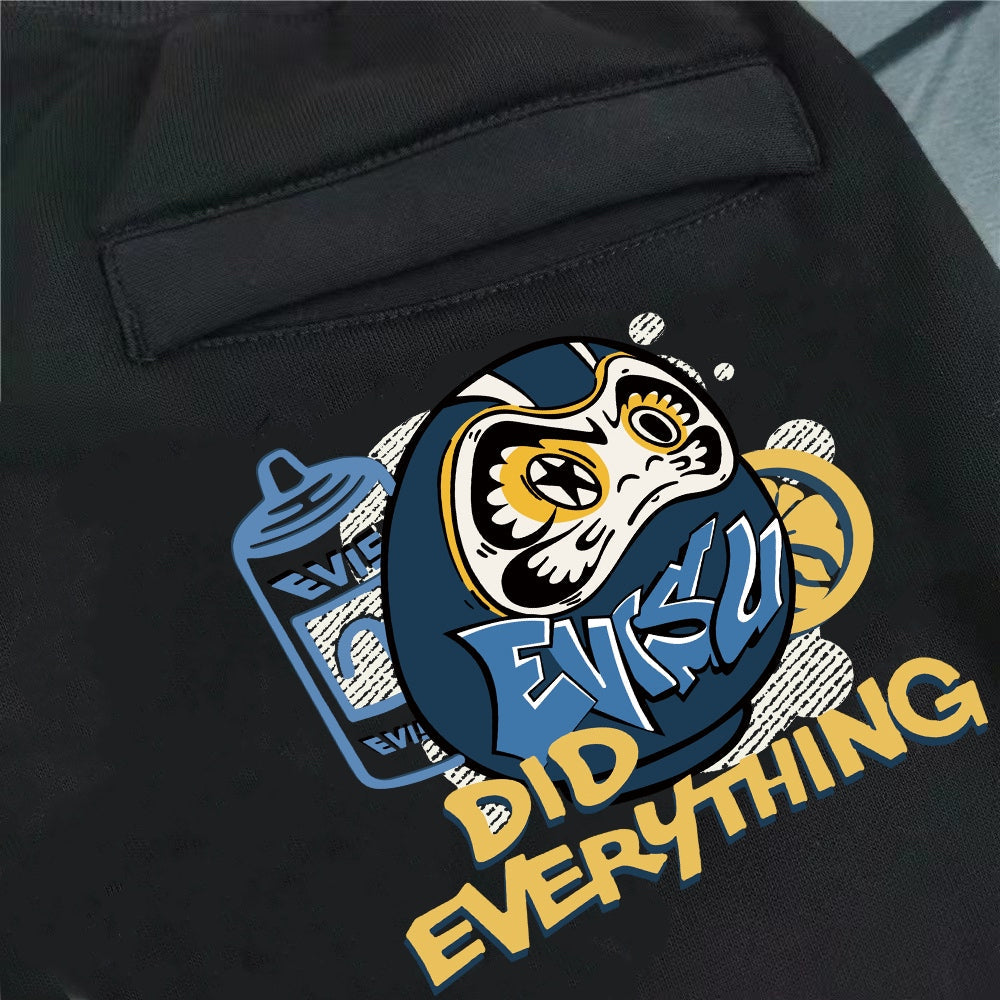 EVISU Graffiti Daruma Jogger Sweatpants - Did Everything Front & EVISU Sport Logo