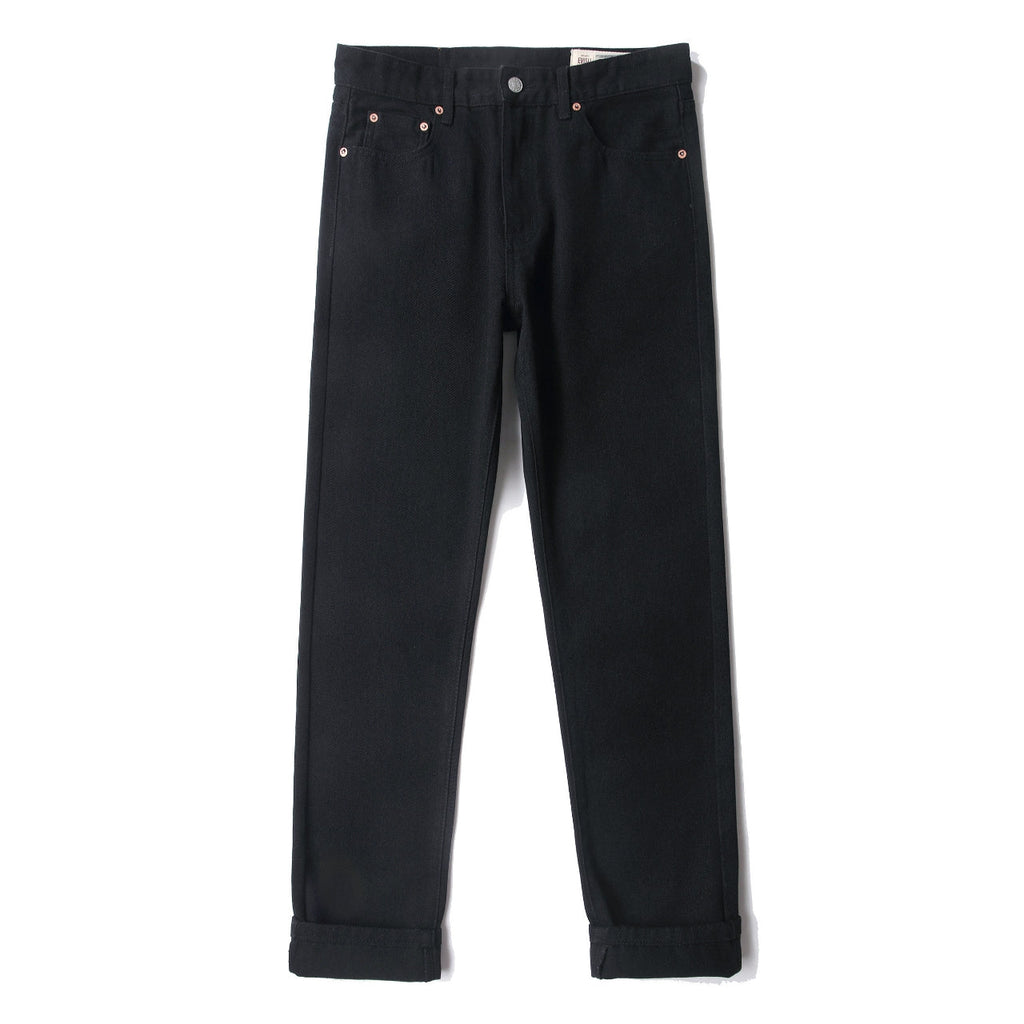 EVISU KURO Black Straight Leg Jeans Dual Seagull Embroidery Pockets Classic OG