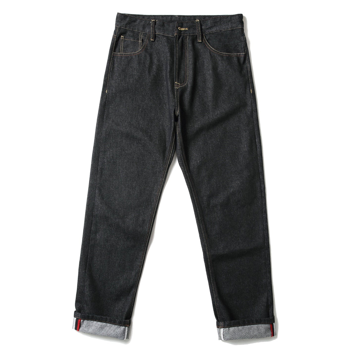 EVISU KURO Daicock Koi Fish Wave Irezumi Print Appliqué Panel Jeans Raw Selvedge Dark Indigo