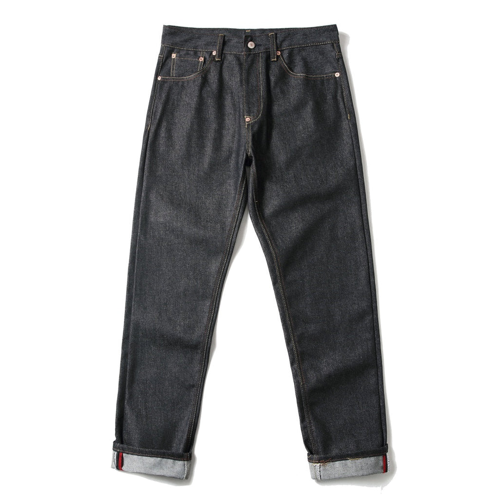 EVISU KURO Daicock Shishi Foo Dog Cloud Koban Gold Blue Embroidery Jeans Wide Fit Black Raw Selvedge