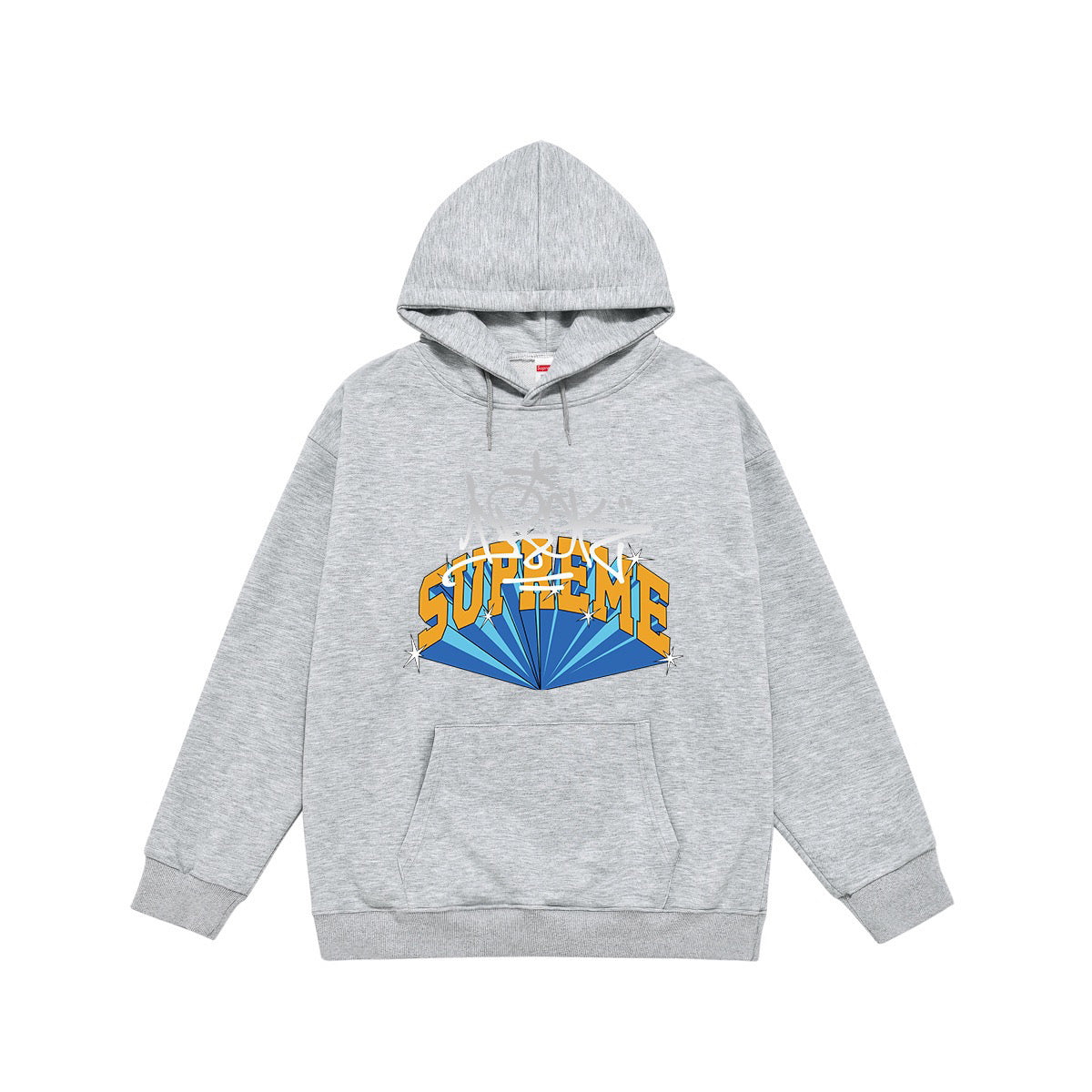 Supreme Blue & Yellow 3D Lettering Graffiti Print Hoodie