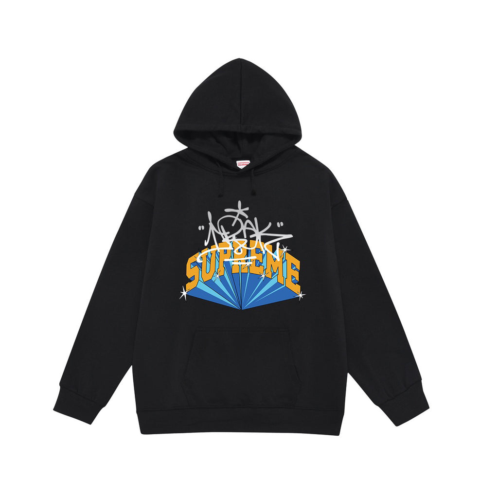 Supreme Blue & Yellow 3D Lettering Graffiti Print Hoodie