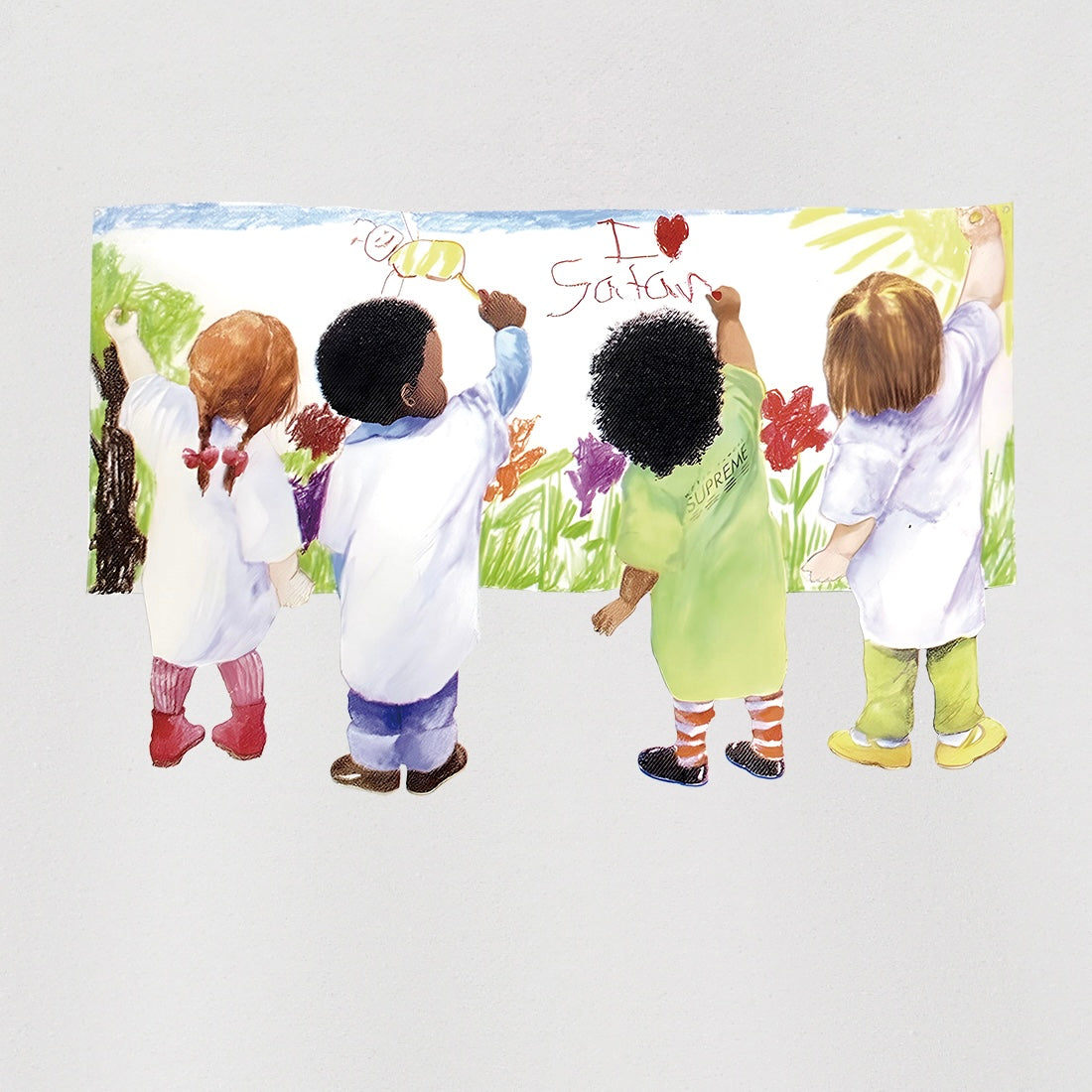 Supreme Kids Painting Illustration Print Hoodie