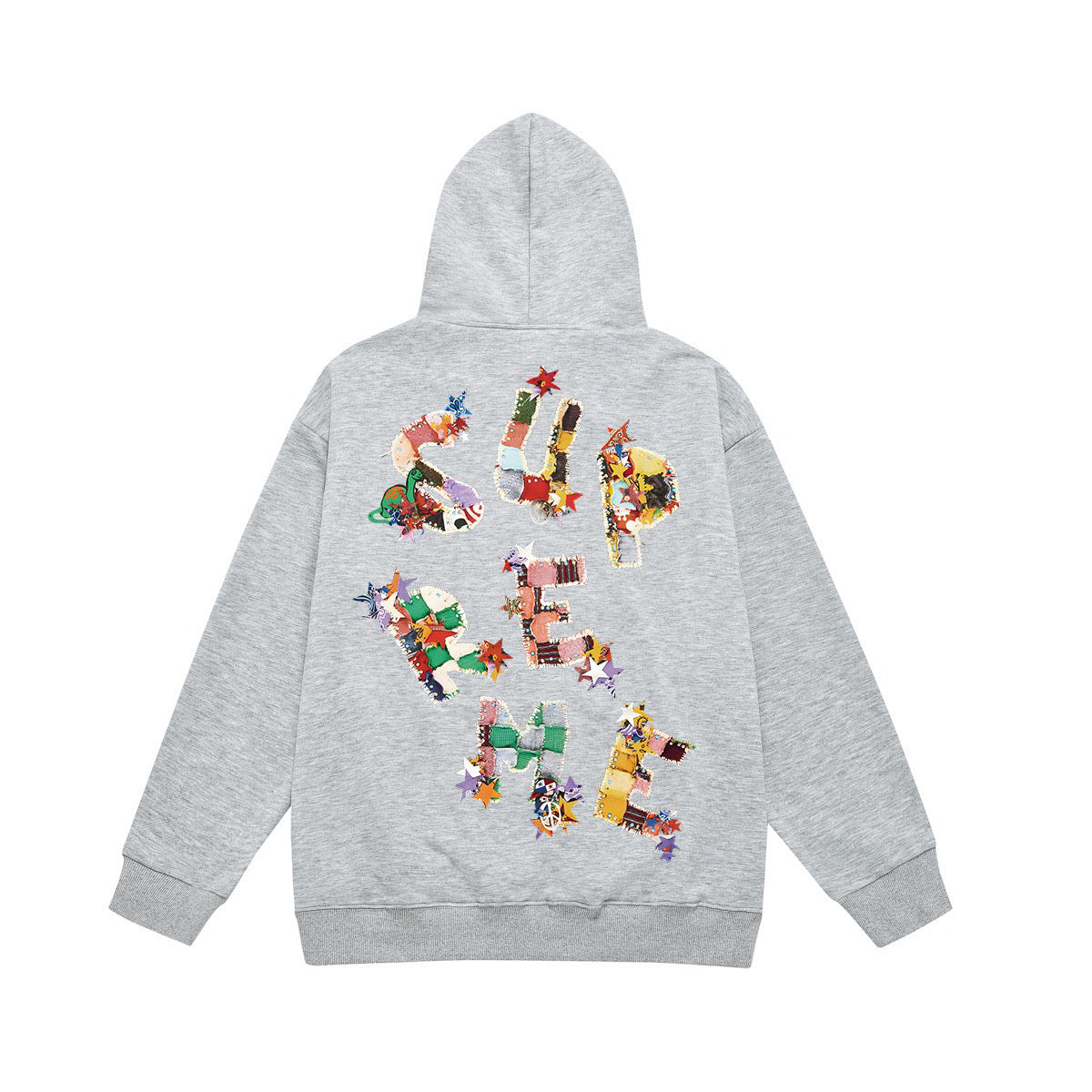 Supreme Colorful Collage Lettering & Stars Back Print Hoodie