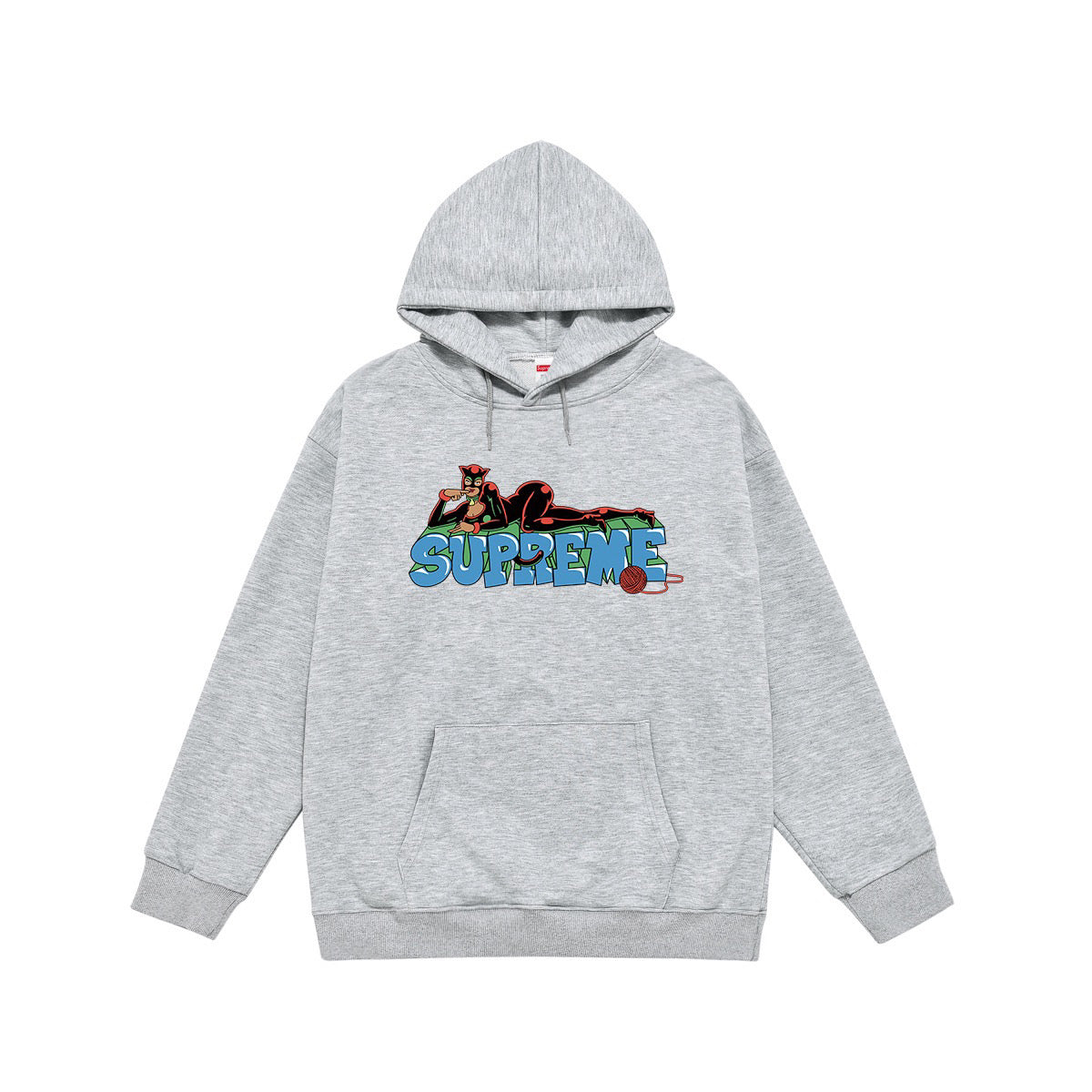 Supreme Cat-Masked Character & 3D Lettering Print Hoodie