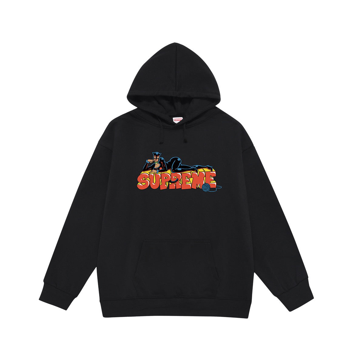 Supreme Cat-Masked Character & 3D Lettering Print Hoodie