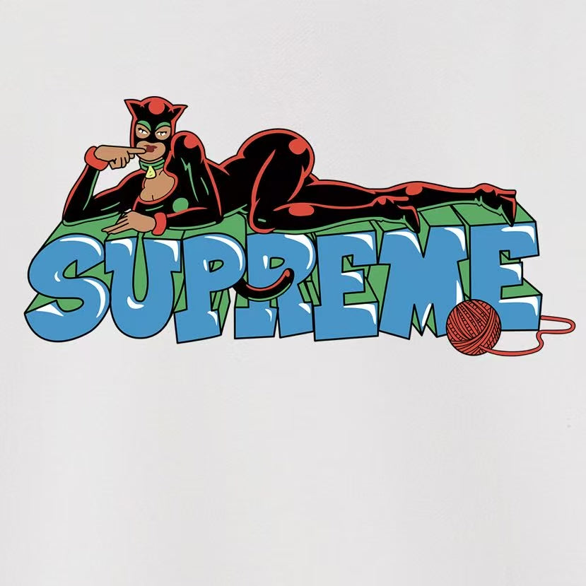 Supreme Cat-Masked Character & 3D Lettering Print Hoodie
