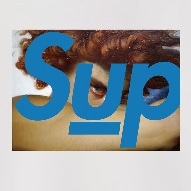 Supreme Blue Sup Lettering Portrait Print Hoodie