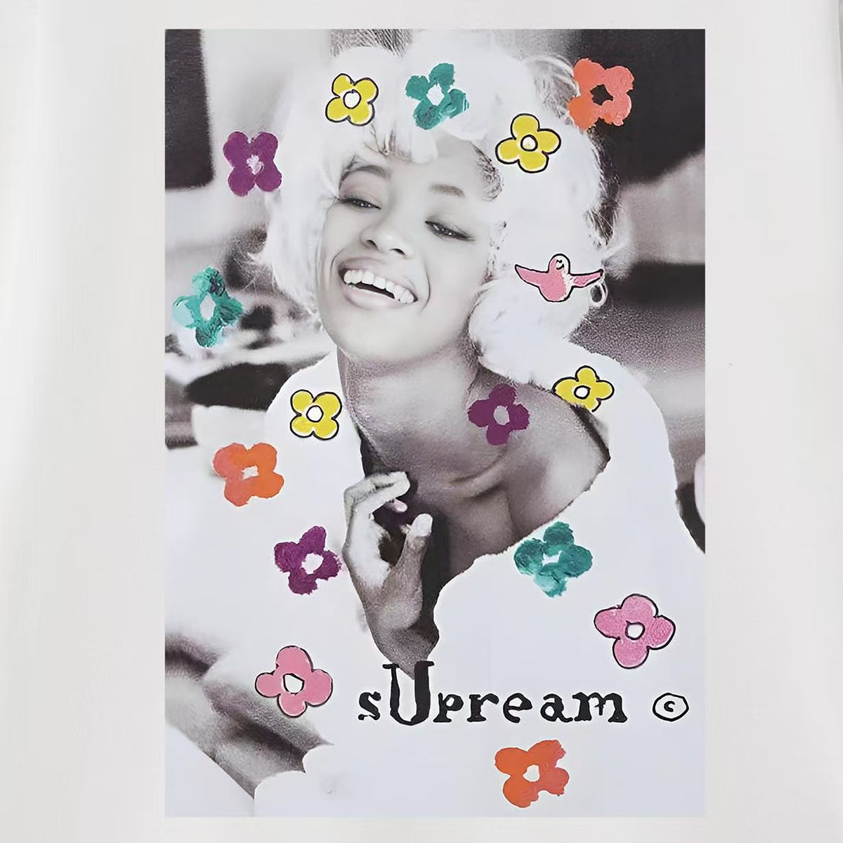 Supreme Floral Portrait Collage Print Hoodie