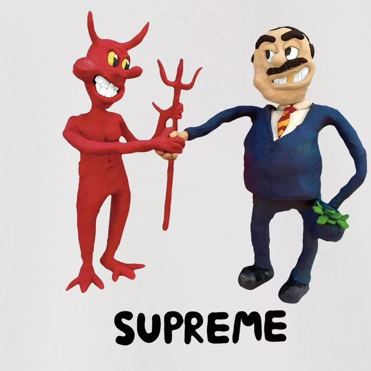Supreme Devil Handshake Cartoon Print Hoodie