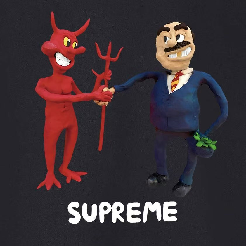Supreme Devil Handshake Cartoon Print Hoodie