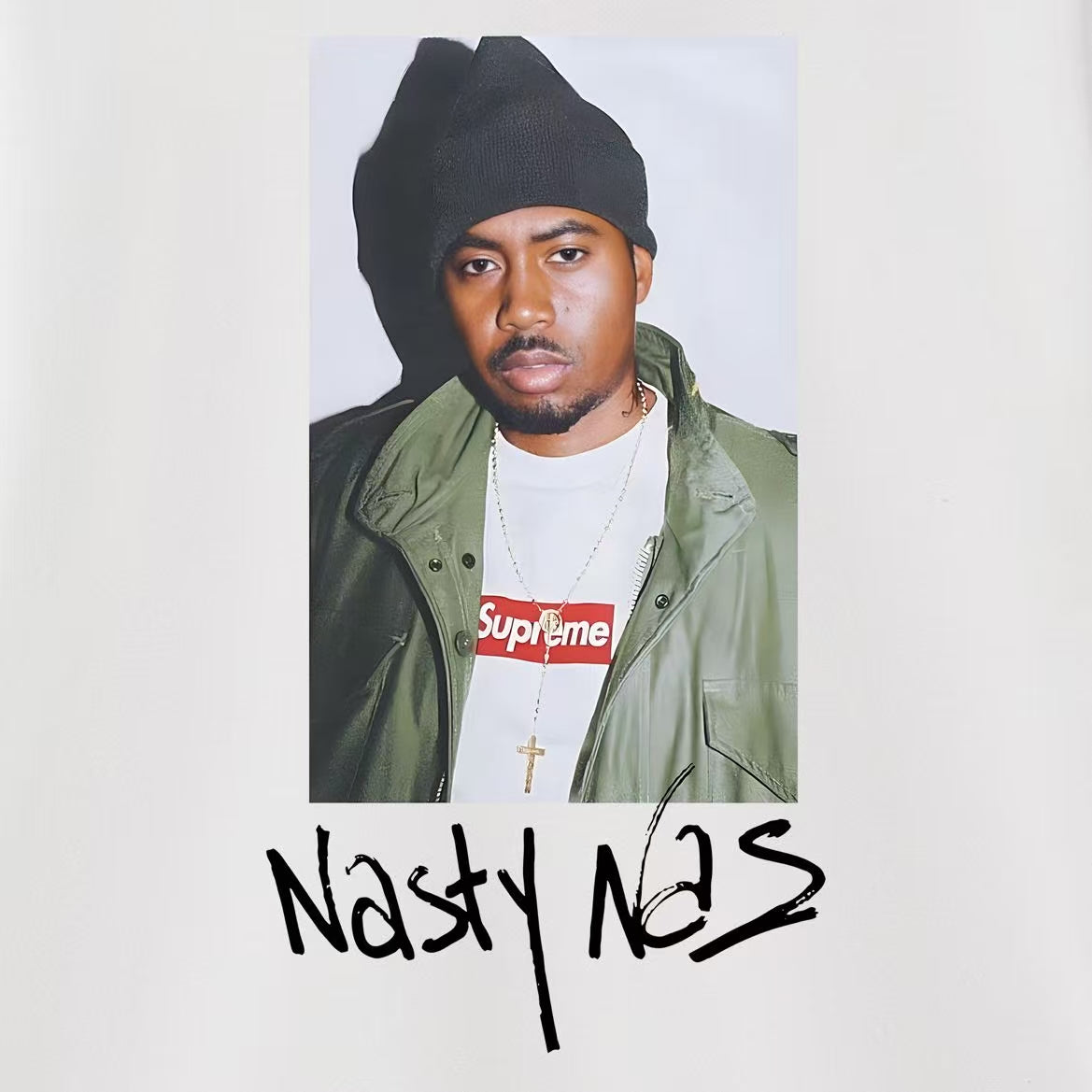 Supreme Nasty Nas Portrait Photo Print Hoodie