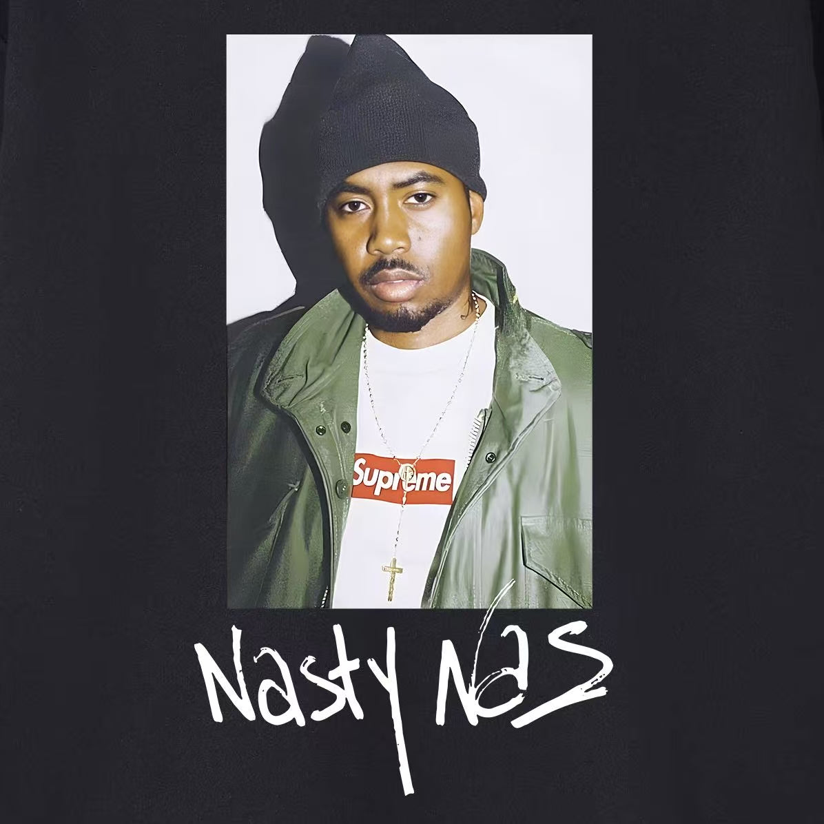 Supreme Nasty Nas Portrait Photo Print Hoodie