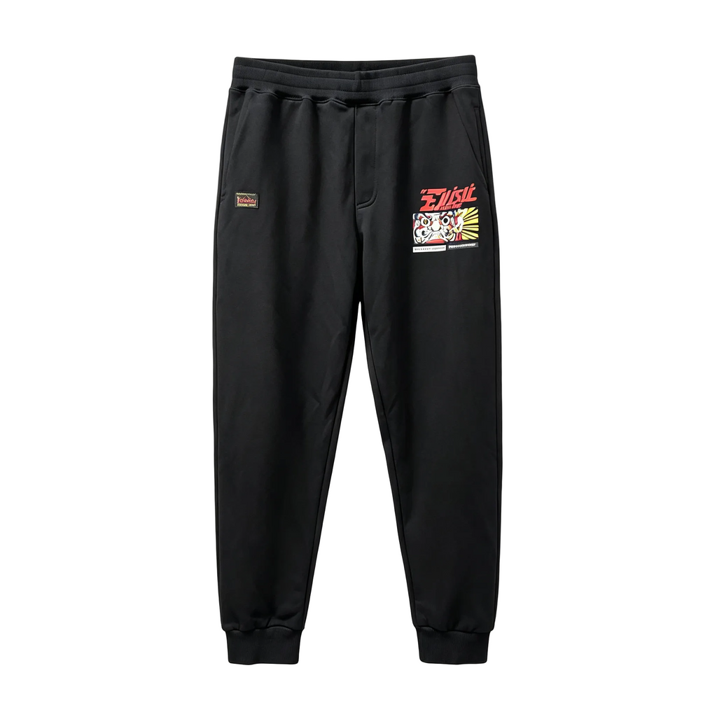EVISU Neo New Daruma Jogger Sweatpants - Osaka Japan Back & Cyberpunk Daruma Front