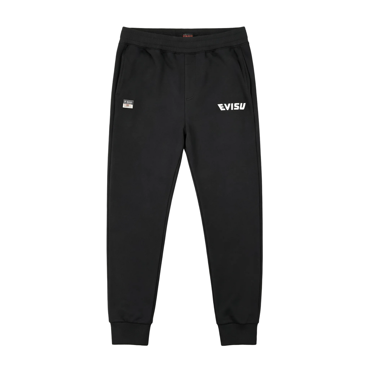 EVISU Denim Kitsune Daruma Sticker Collage M-Logo Graphic Jogger Sweatpants