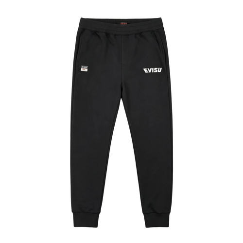 EVISU Denim Kitsune Daruma Sticker Collage M-Logo Graphic Jogger Sweatpants