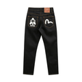 EVISU Black Daicock & Seagull Logo Gold Stitch Straight Jeans