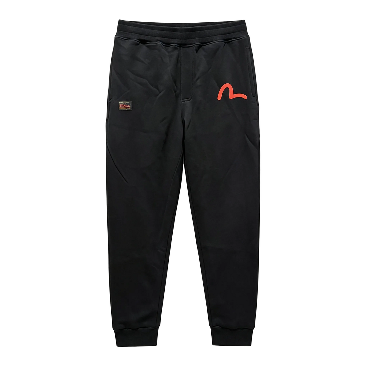 EVISU Kamon Floral Pocket Jogger Sweatpants - Orange-Red M-Seagull & Japanese Family Crest Badge