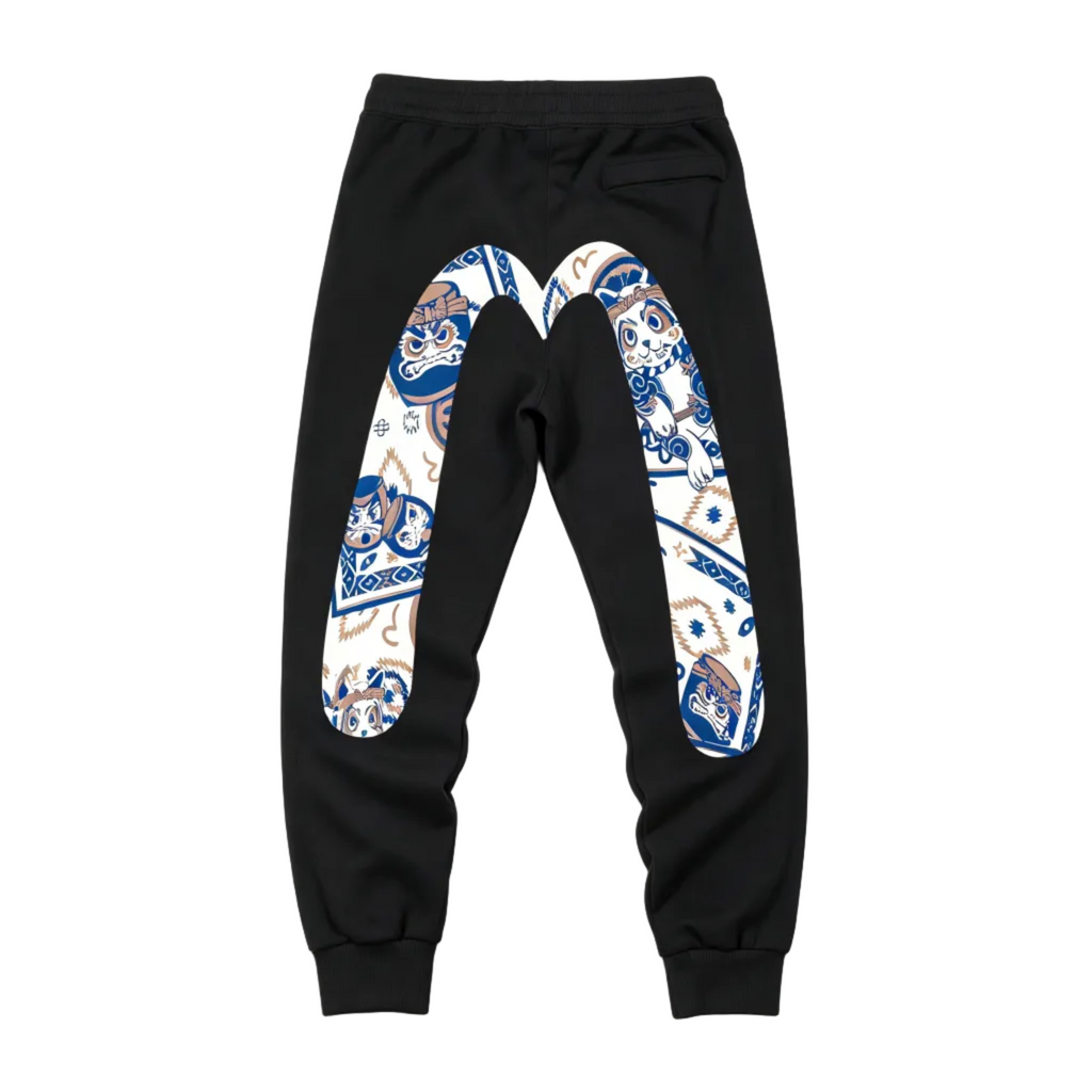 EVISU Daruma & Maneki-neko Oversized M-Logo Graphic Jogger Sweatpants