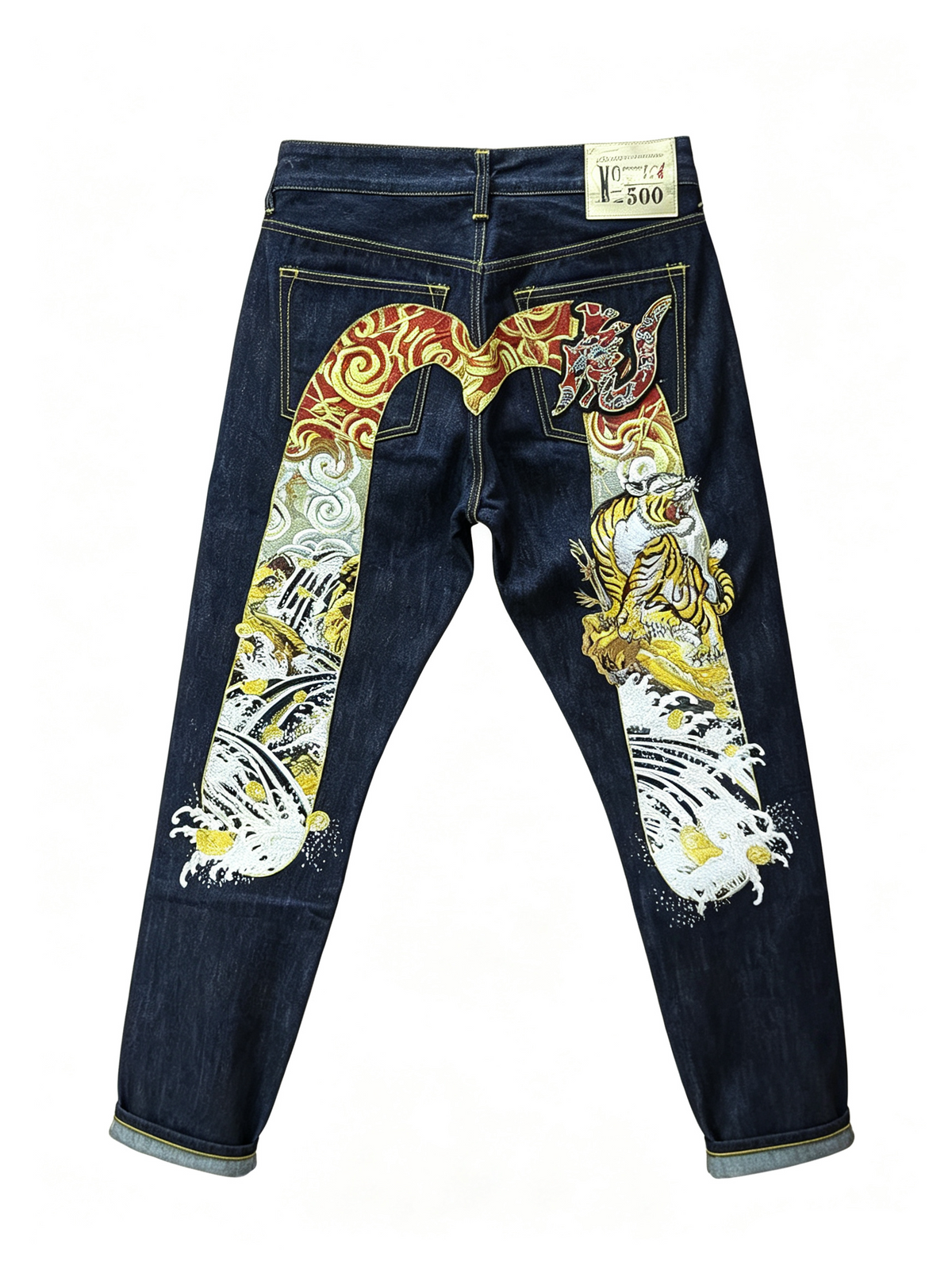EVISU M-500 Collector's Edition Roaring Tiger & Hokusai Wave Selvedge Jeans
