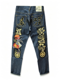 EVISU No.380 Tori Phoenix & Gold Peony Selvedge Jeans