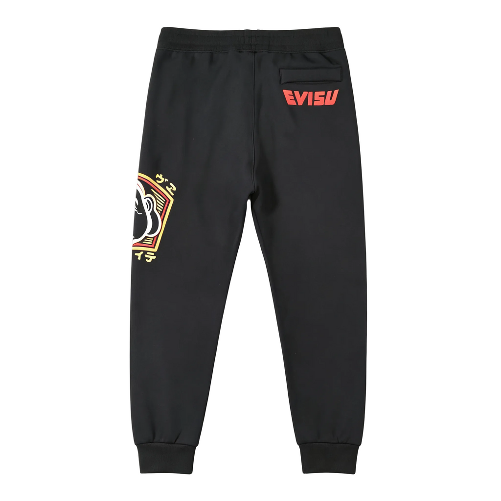 EVISU Fukusuke Diamond Jogger Sweatpants - Red Racing Logo Back & Katakana Detail