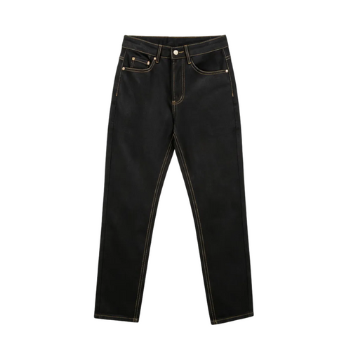 EVISU Black Daicock & Seagull Logo Gold Stitch Straight Jeans