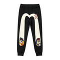 EVISU Cream M-Seagull Dual Daruma & Kitsune Graffiti Jogger Sweatpants