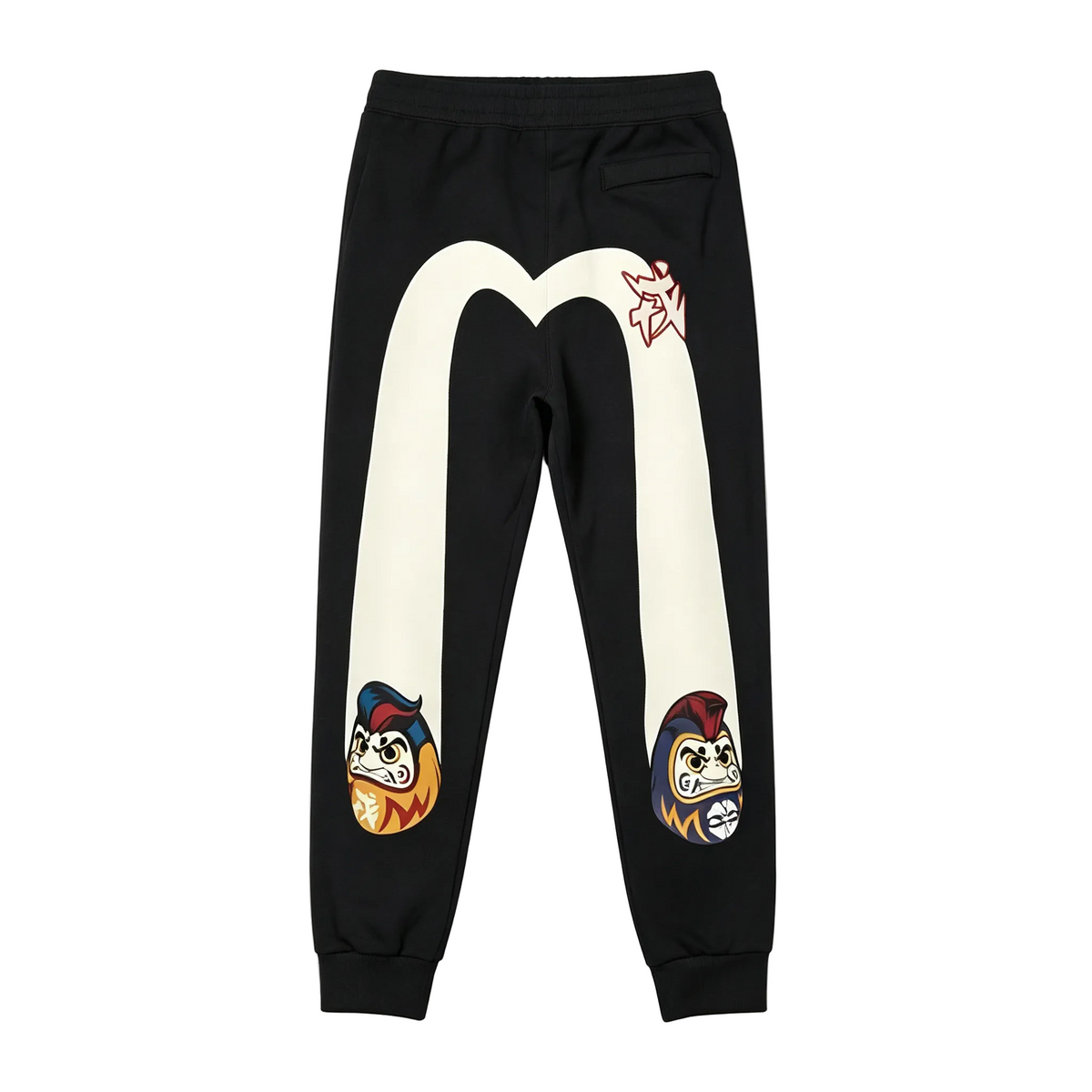 EVISU Cream M-Seagull Dual Daruma & Kitsune Graffiti Jogger Sweatpants