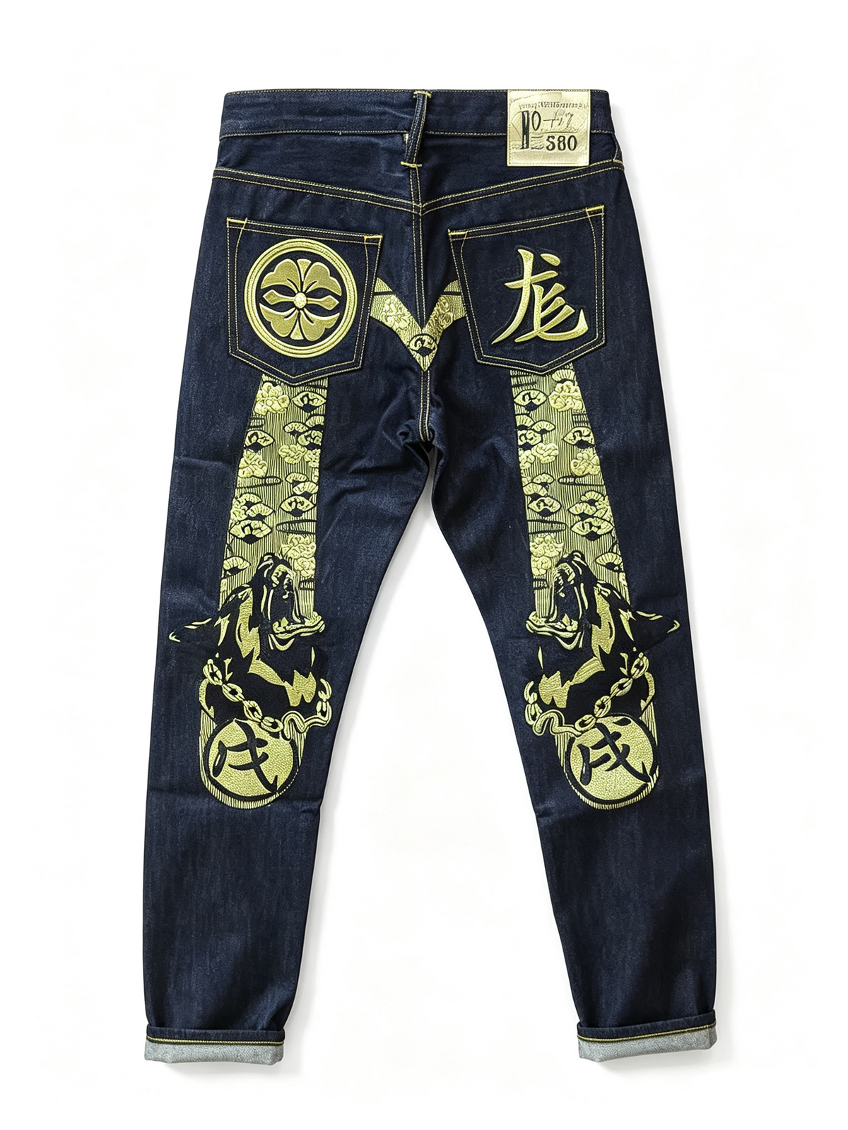 EVISU No.580 Dual Chained Komainu & Ryu Kamon Selvedge Jeans