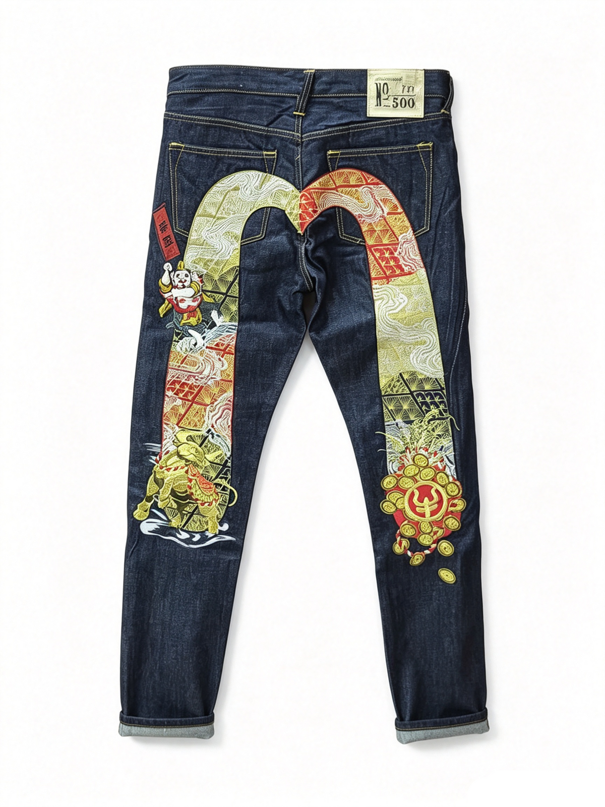 EVISU M-500 Collector's Edition Hotei Komainu & Kamon Selvedge Jeans
