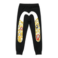 EVISU Daruma & Gold Coin Allover M-Seagull Jogger Sweatpants - Blue Bubble Graffiti Logo