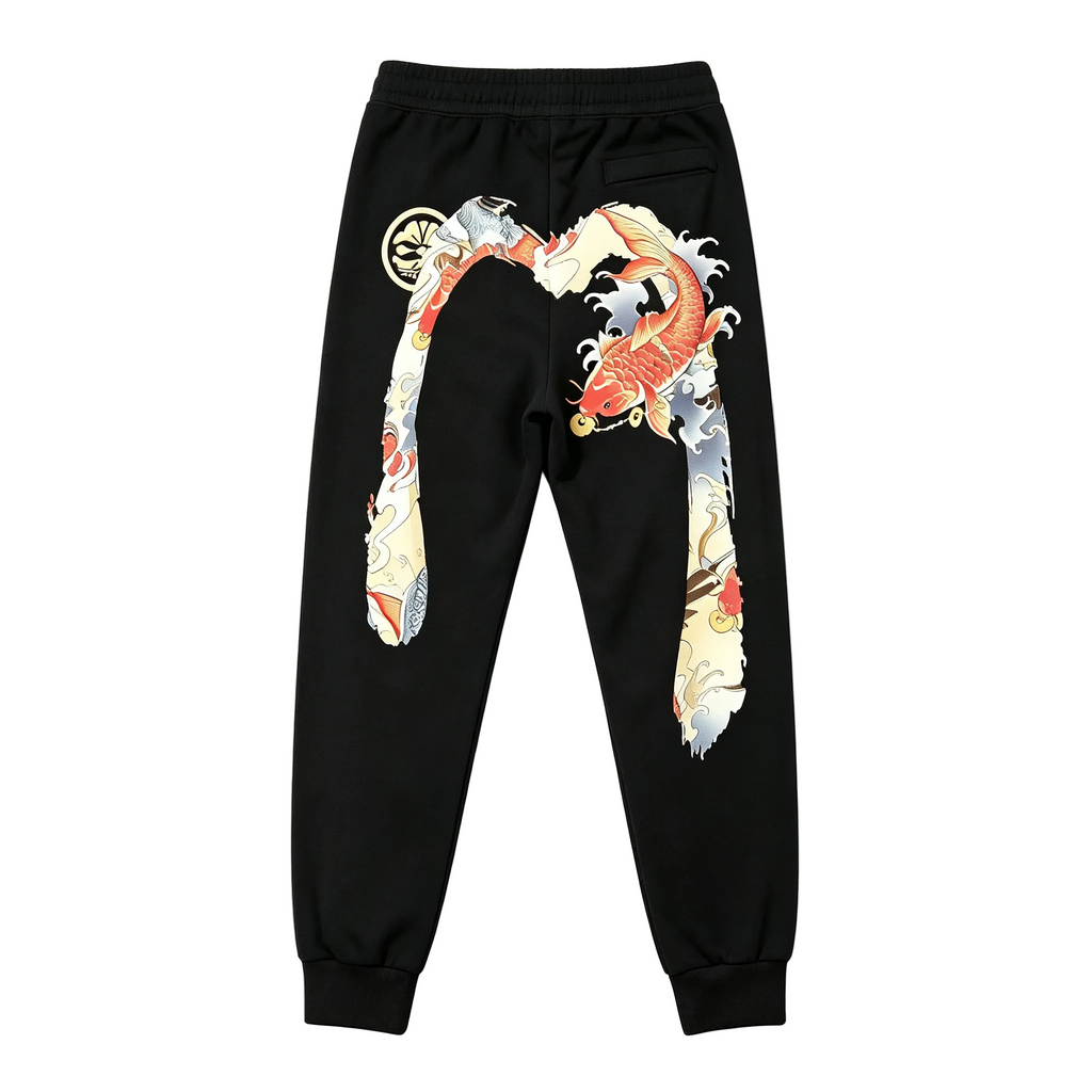 EVISU Koi Fish Oversized M-Logo Ukiyo-e Graphic Jogger Sweatpants
