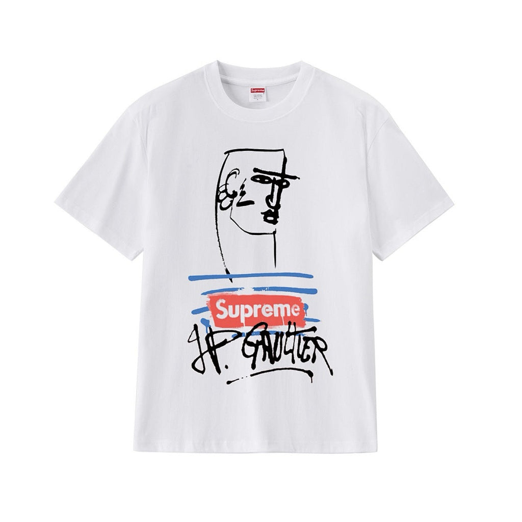 款号M277#p40💰 Supreme SS19 x Jean Paul Gaultier Tee Black 联名款 涂鸦印花短袖美式潮流T恤 男女同款 宽松版型 采用260克精梳棉双纱 从面料 - view 7